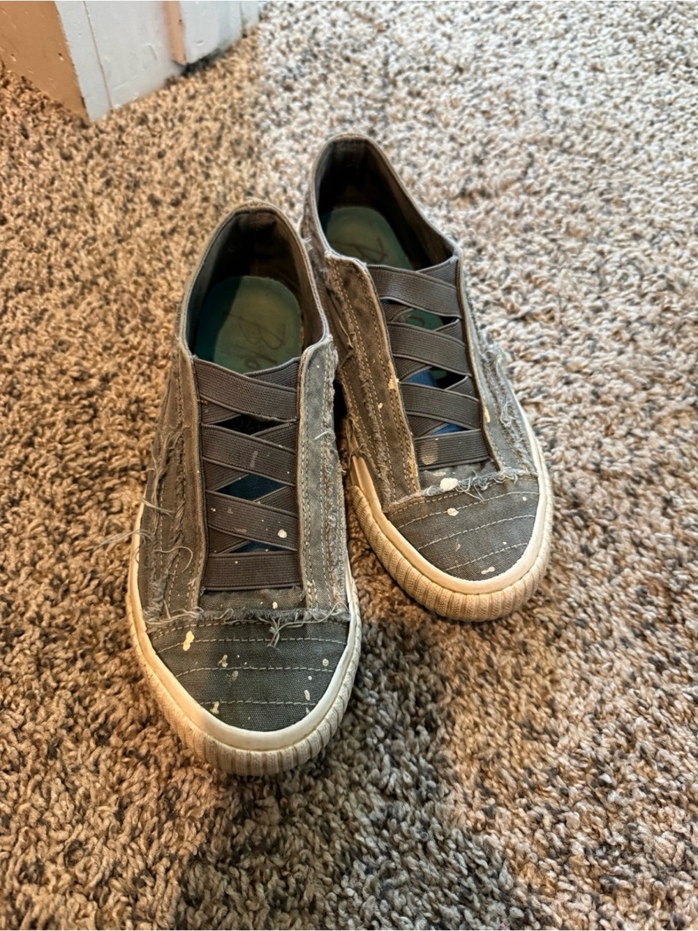 Blowfish Gray Canvas Slip-On Sneakers with Elastic Bands